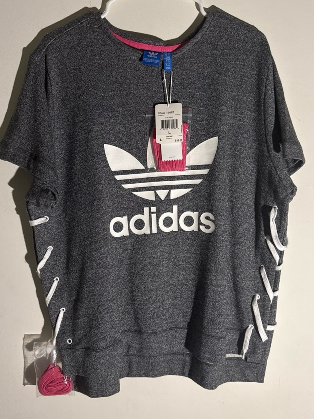 adidas Dark Gray Crewneck Sweatshirt with White Trefoil
